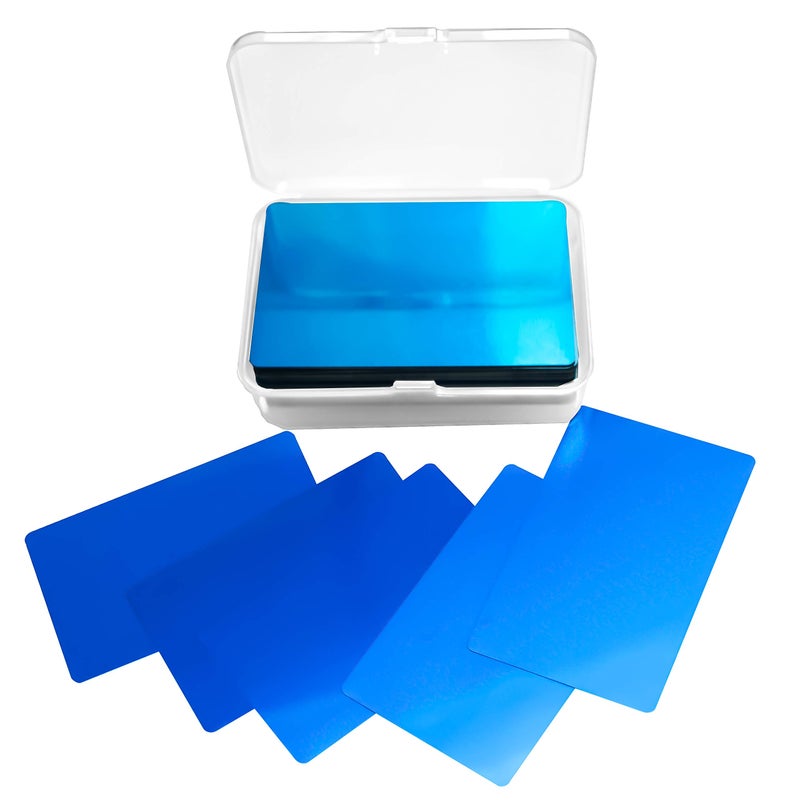 RXBC2011 بطاقات عمل معدنية فارغة RXBC2011 نقش بالليزر ألومنيوم أزرق عبوة من 100 - Image 1